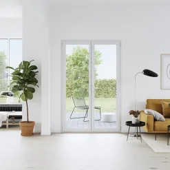 GoodHome Porte fenêtre PVC 2 vantaux blanc - l.140 x h.215 cm, tirant droit- Porte-Fenêtre En Pvc