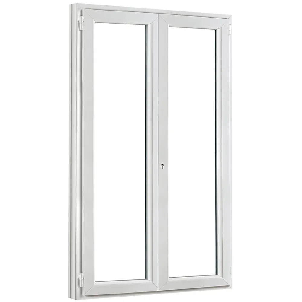 GoodHome Porte fenêtre PVC 2 vantaux blanc - l.140 x h.215 cm, tirant droit- Porte-Fenêtre En Pvc