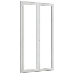 GoodHome Porte fenêtre PVC 2 vantaux blanc - 100 x h.215 cm, tirant droit- Porte-Fenêtre En Pvc