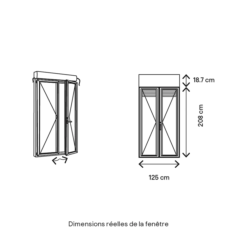 GoodHome Porte fenêtre PVC 2 vantaux tirant + volet roulant électrique blanc - l.120 x h.205 cm, tirant droit- Porte-Fenêtre En Pvc