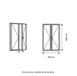 GoodHome Porte-Fenêtre En Pvc<Porte fenêtre PVC 2 vantaux blanc - l.120 x h.225 cm, tirant droit