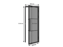 Schulte Bloc Porte<Porte intérieure loft en verre - bloc-porte - 83x211 - noir mat - verre fumé - 3 vitrages - tirant droit
