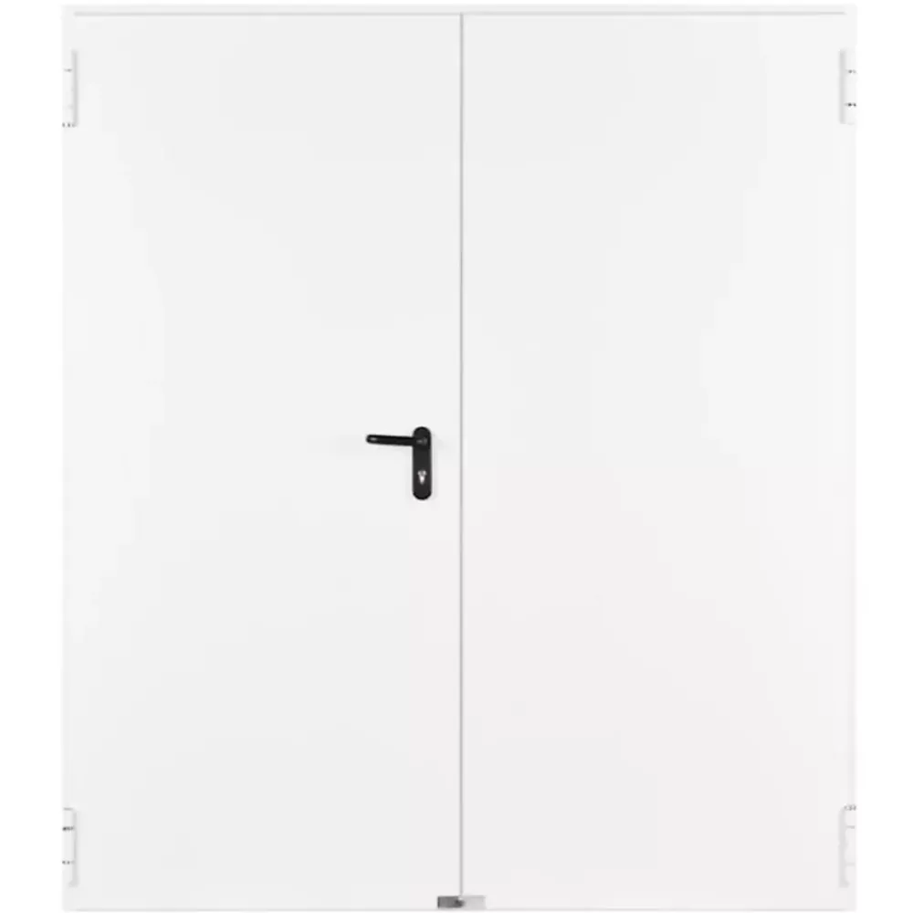 4M Porte Métallique Industrielle Coupe Feu 1H Double Poussant Droit L900+900 H2050 RAL9010 En Applique- Porte De Service
