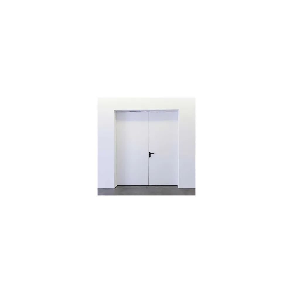 4M Porte Métallique Industrielle Coupe Feu 1H Double Poussant Droit L900+900 H2050 RAL9010 En Applique- Porte De Service
