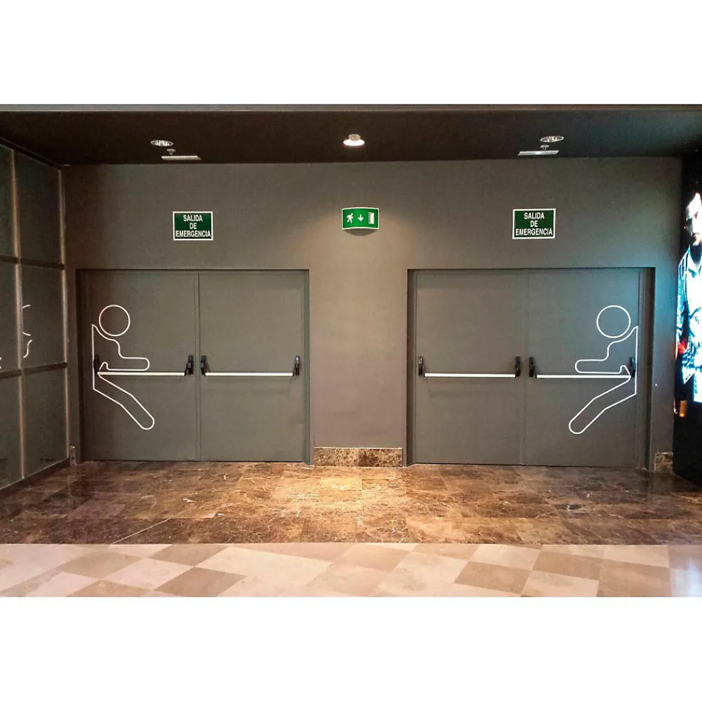 4M Porte Métallique Industrielle Coupe Feu 1H Double Poussant Droit L900+900 H2050 RAL9010 En Applique- Porte De Service