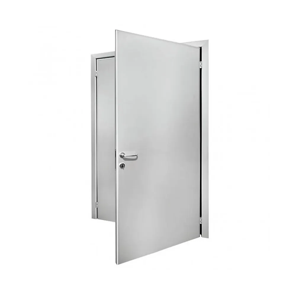 4M Porte Métallique Industrielle Coupe Feu 1H Double Poussant Droit L900+900 H2050 RAL9010 En Applique- Porte De Service
