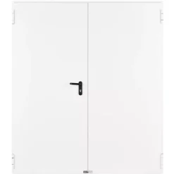 4M Porte Métallique Industrielle Coupe Feu 1H Double Poussant Droit L800+800 H2050 RAL9010 En Applique- Porte De Service