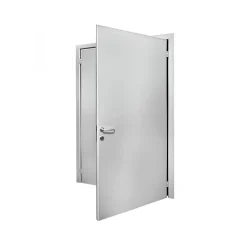 4M Porte Métallique Industrielle Coupe Feu 1H Double Poussant Droit L800+800 H2050 RAL9010 En Applique- Porte De Service