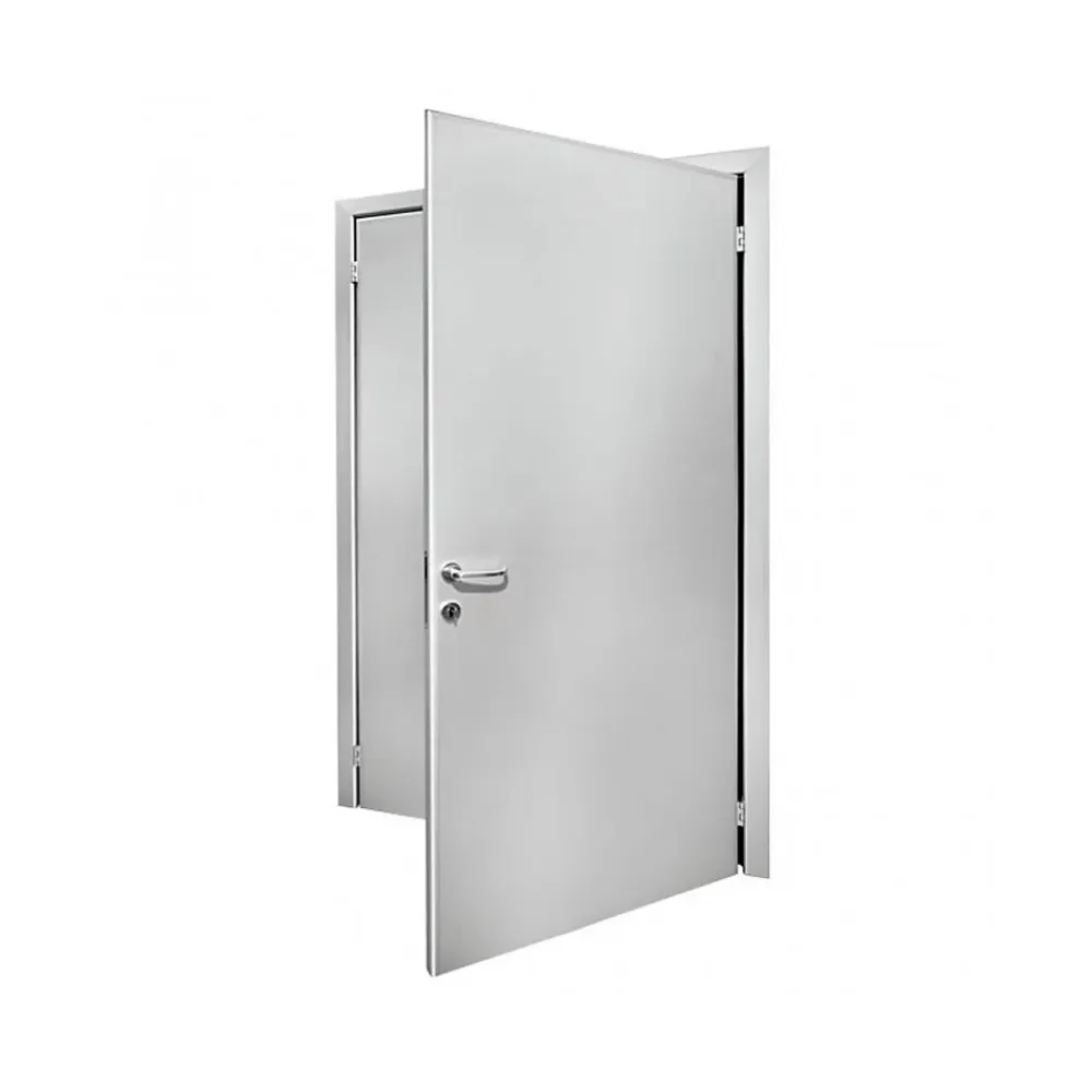 4M Porte Métallique Industrielle Coupe Feu 1H Double Poussant Droit L800+800 H2050 RAL9010 En Applique- Porte De Service