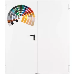 4M Porte Métallique Industrielle Coupe Feu 1H Double Poussant Droit L800+800 H2050 RAL9010 En Applique- Porte De Service