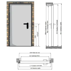 4M Porte Métallique Industrielle Coupe Feu 1H Réversible L1100 H2150 RAL9010 En Applique- Porte De Service