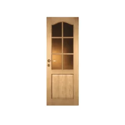 Reivilo Bloc Porte<Porte nue, sans cadre, bois Chêne : 6 carreaux, Chapeau de gendarme, 83 cm en rive droite