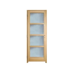 Reivilo Bloc Porte<Porte nue, sans cadre, bois Chêne Contemporain : 4 carreaux, Traverse droite, 83 cm à rive droite