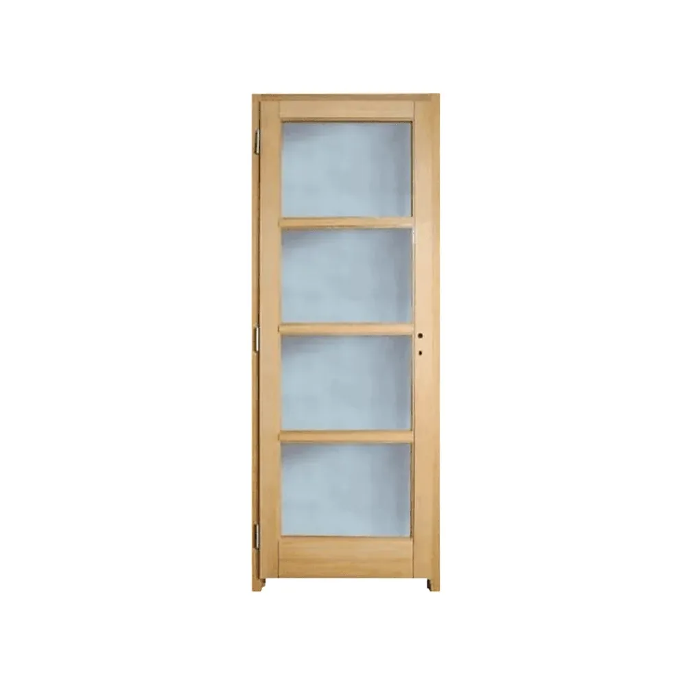 Reivilo Bloc Porte<Porte nue, sans cadre, bois Chêne Contemporain : 4 carreaux, Traverse droite, 83 cm à rive droite