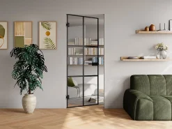 Vente-unique Bloc Porte<Porte réversible sans bâti en verre trempé - Noir - H204 x L83 cm - SEROTO