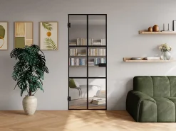 Vente-unique Porte réversible sans bâti en verre trempé - Noir - H204 x L73 cm - SEROTO- Bloc Porte