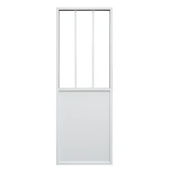 Porte seule 3 carreaux vitrés transparents, coloris blanc H.204 x l.83cm- Porte Nue