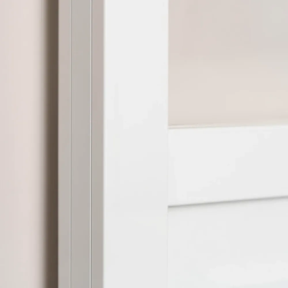 Porte seule 3 carreaux vitrés transparents, coloris blanc H.204 x l.83cm- Porte Nue