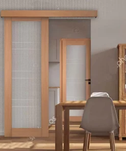 Lynporte Porte seule 1 Vitrage CASSIOPEIA bois chêne européen 2040 x 730- Porte Nue