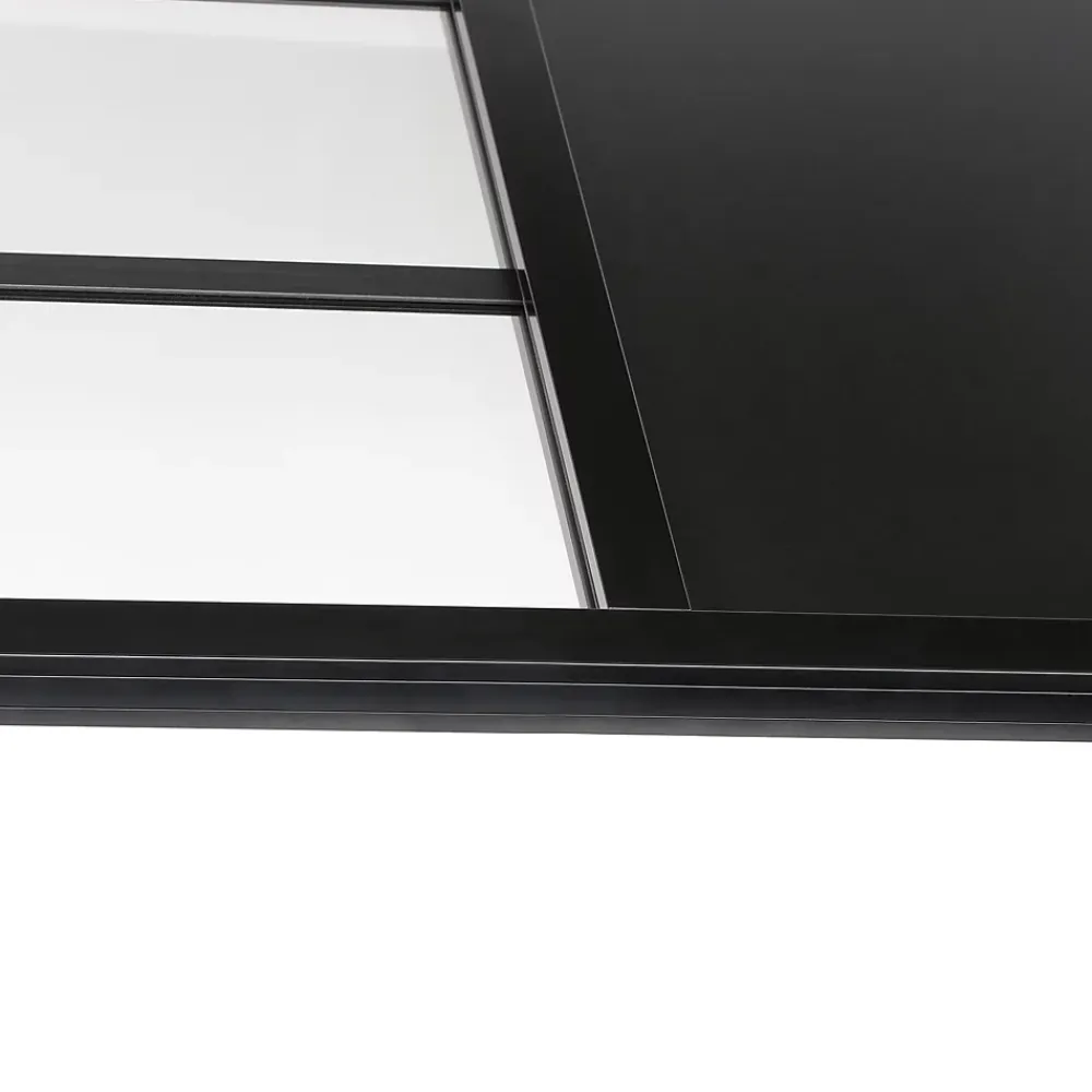 Porte Nue<Porte seule en aluminium 3 carreaux vitrés transparents, coloris noir mat H.204 x l.83cm