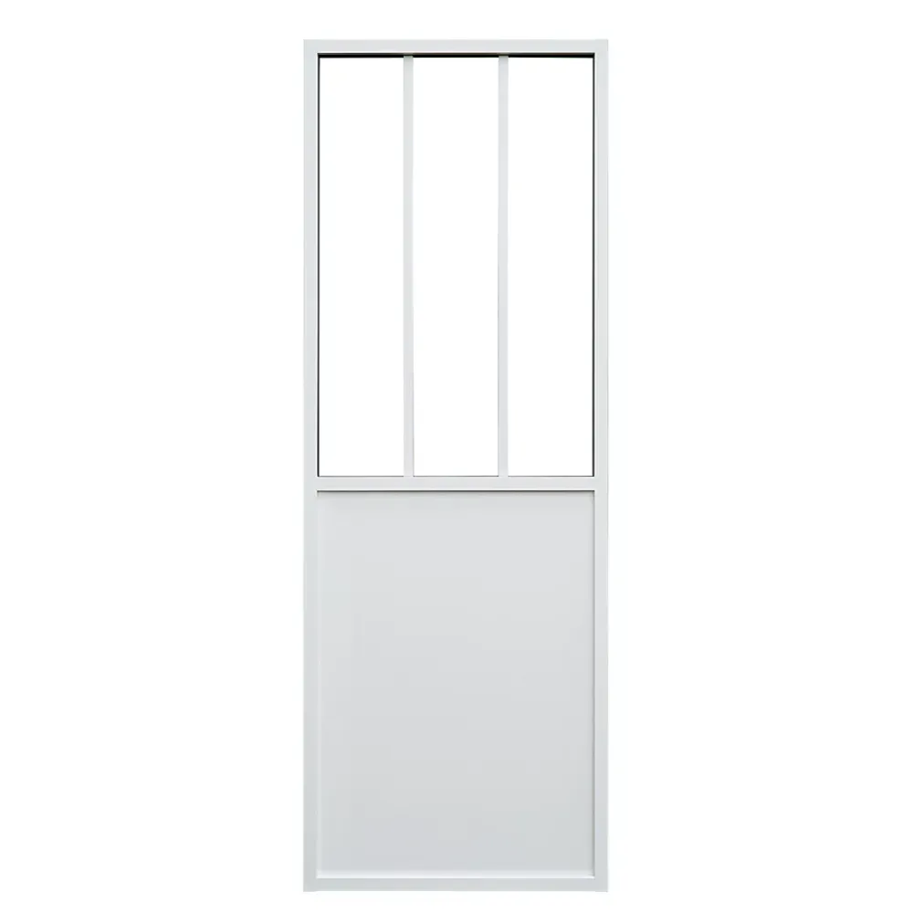 Porte Nue<Porte seule en aluminium 3 carreaux vitrés transparents 73 coloris blanc H.204 x l.73cm