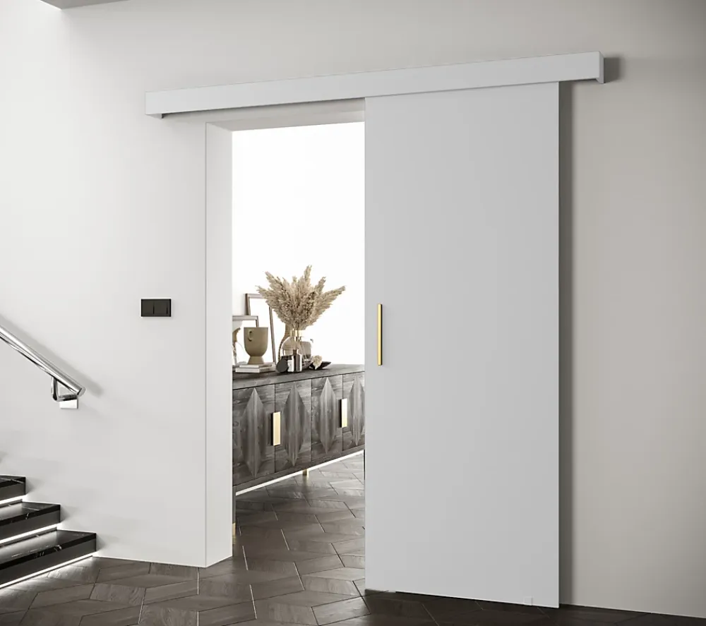Abiks Meble Porte Coulissante<Portes coulissantes Salwador I 90x204 cm (Blanc / Blanc / Or)