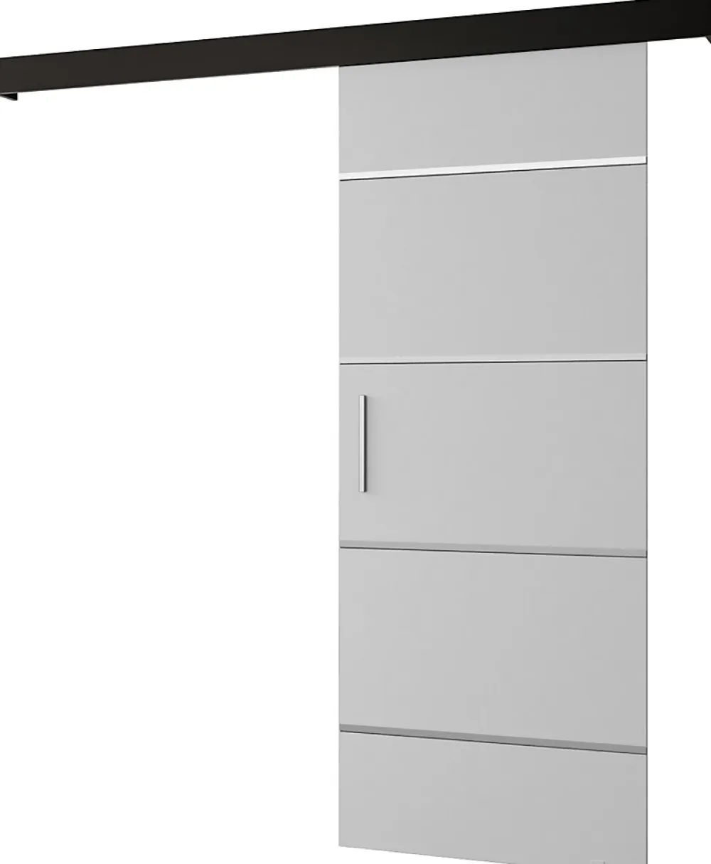 Abiks Meble Portes coulissantes Salwador IV 70x204 cm (Blanc / Noir / Argent)- Porte Coulissante