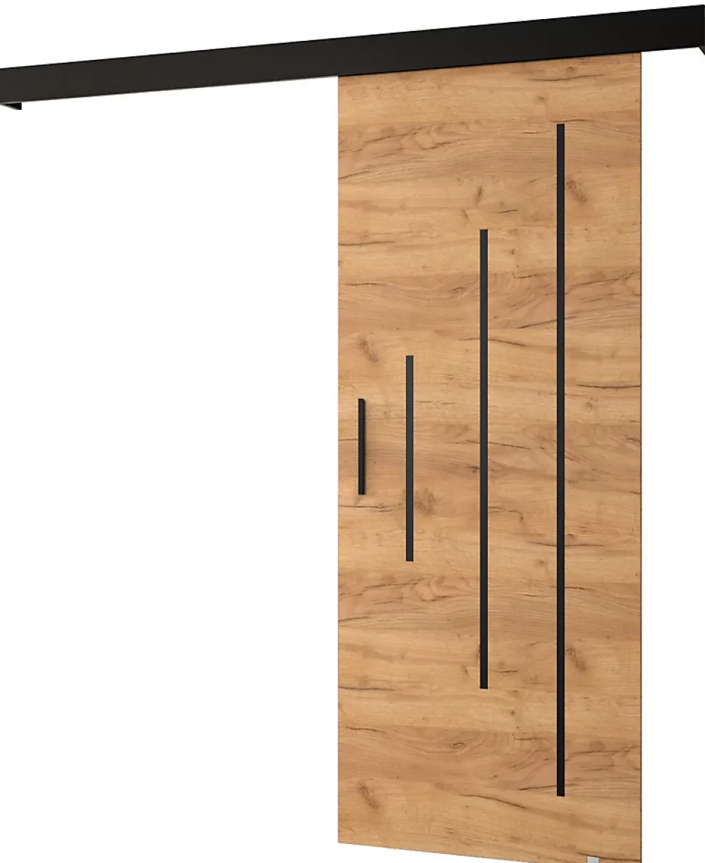 Abiks Meble Portes coulissantes Salwador Y 90x204 cm (Chêne Craft / Noir / Noir)- Porte Coulissante