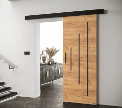 Abiks Meble Portes coulissantes Salwador Y 90x204 cm (Chêne Craft / Noir / Noir)- Porte Coulissante