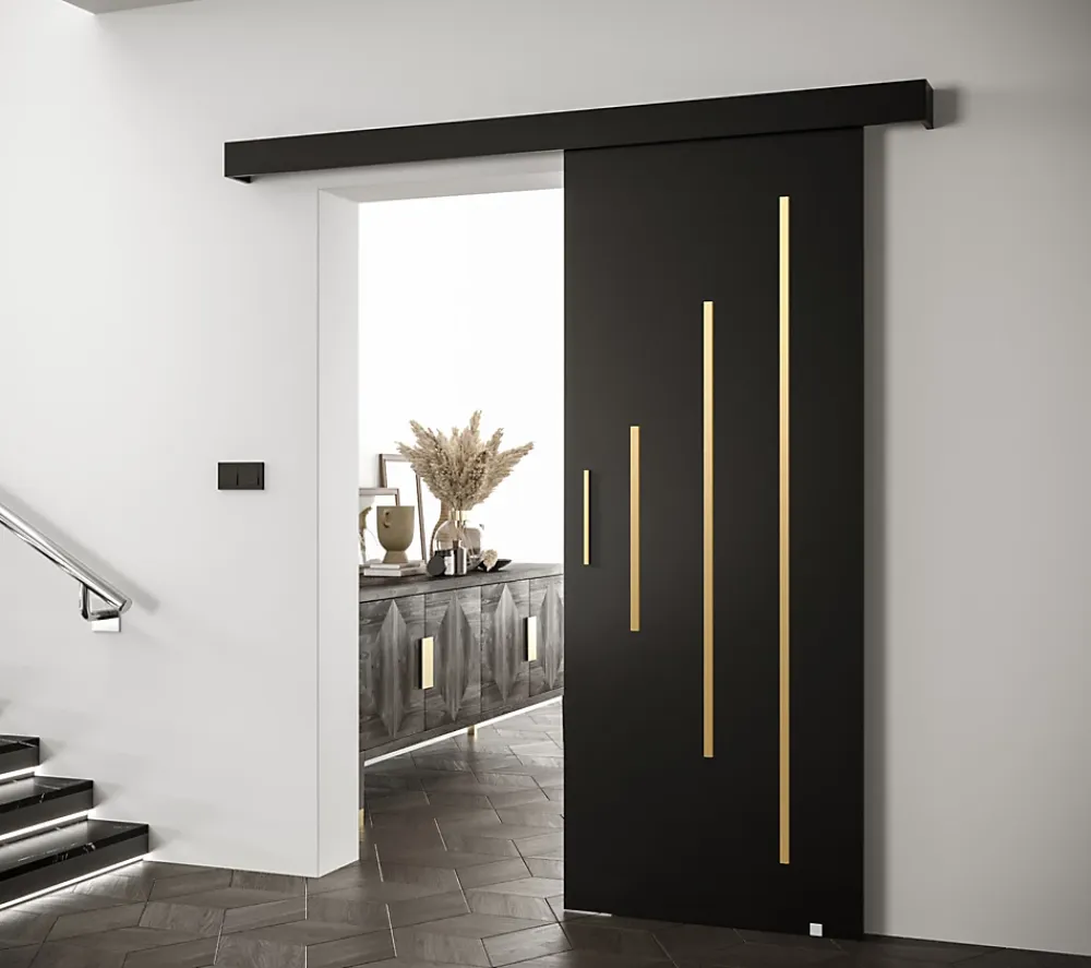 Abiks Meble Porte Coulissante<Portes coulissantes Salwador Y 80x204 cm (Noir / Noir / Or)