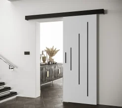 Abiks Meble Portes coulissantes Salwador Y 90x204 cm (Blanc / Noir / Noir)- Porte Coulissante