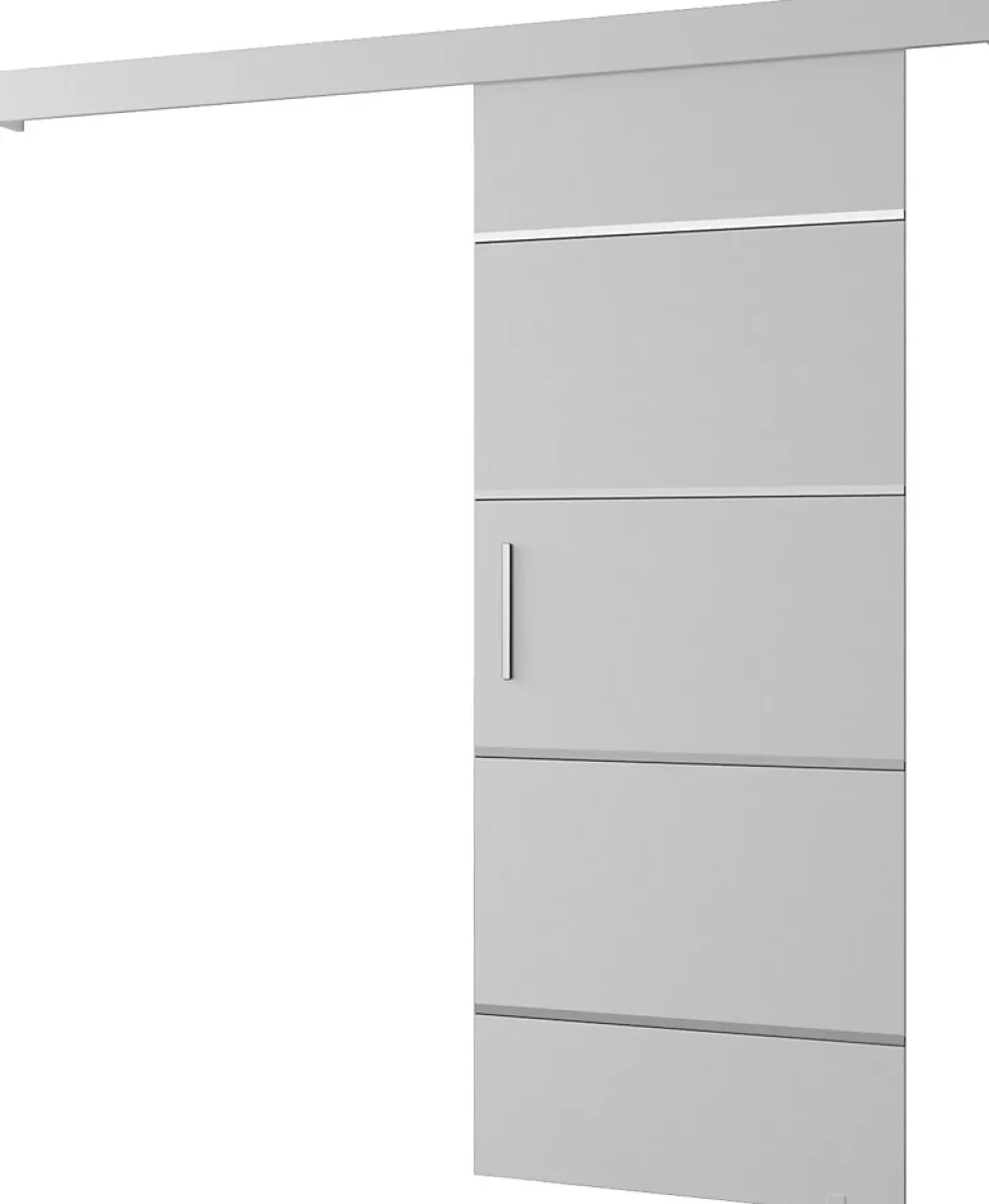 Abiks Meble Portes coulissantes Salwador IV 90x204 cm (Blanc / Blanc / Argent)- Porte Coulissante