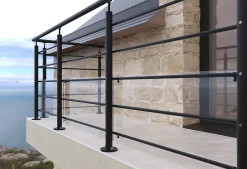 Alumin'home Poteau à plat pour garde corps Oxalis noir ral 9005- Garde-Corps, Balustrade