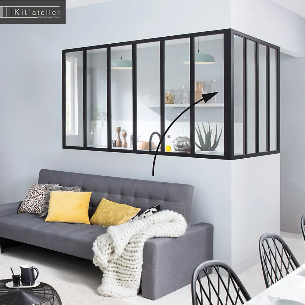 Verrière<Poteau d'angle thermolaqué coloris noir sablé H.130 cm
