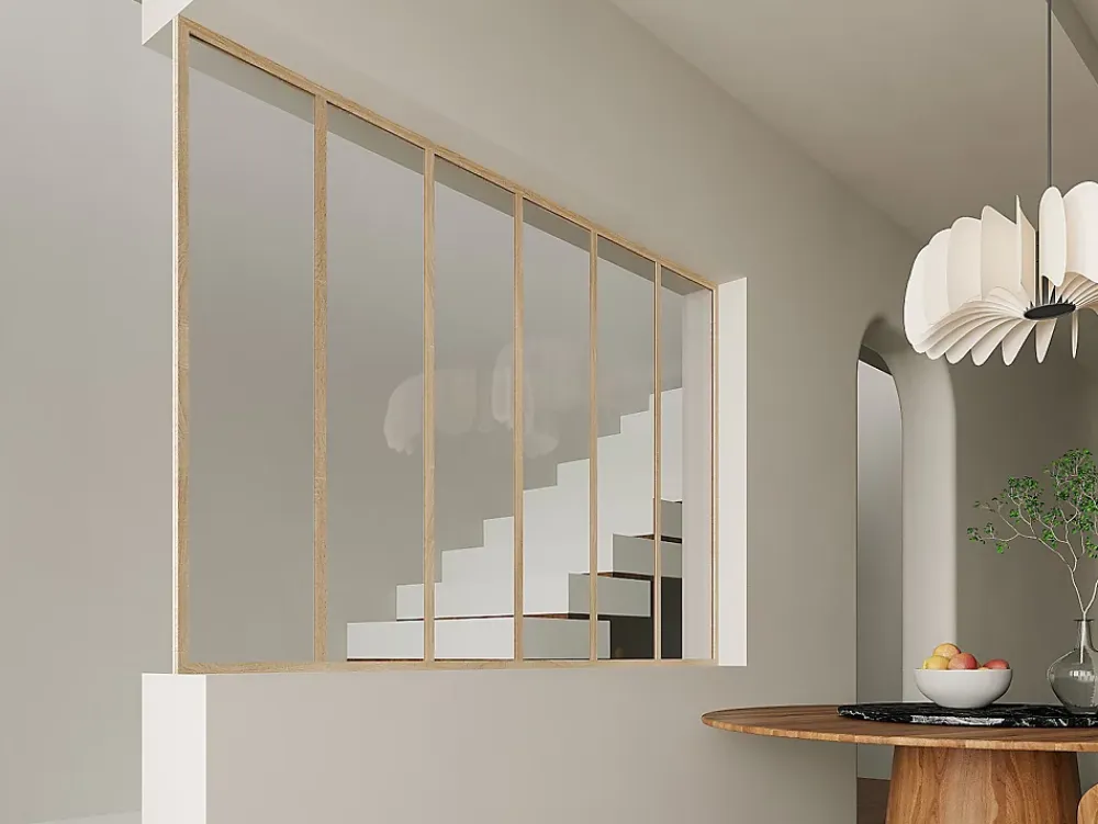Vente-unique Poteau de terminaison pour verrière en aluminium thermolaqué - H130 cm - Naturel clair - BAYVIEW- Verrière