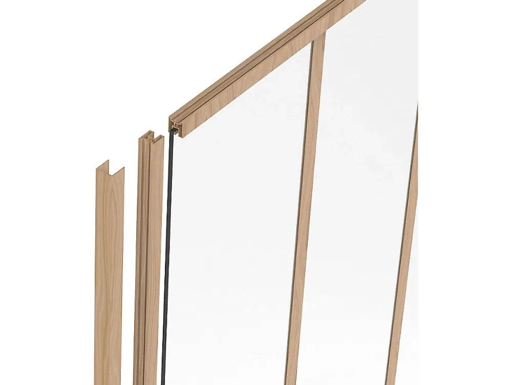 Vente-unique Poteau de terminaison pour verrière en aluminium thermolaqué - H130 cm - Naturel clair - BAYVIEW- Verrière