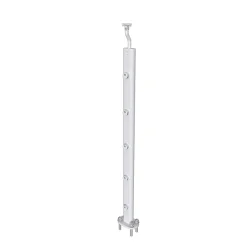 AICA Sanitaire Poteau Garde-Corps en aluminium argent L.890 mm - Pose verticale, idéal intérieur et extérieur- Accessoire D'Escalier