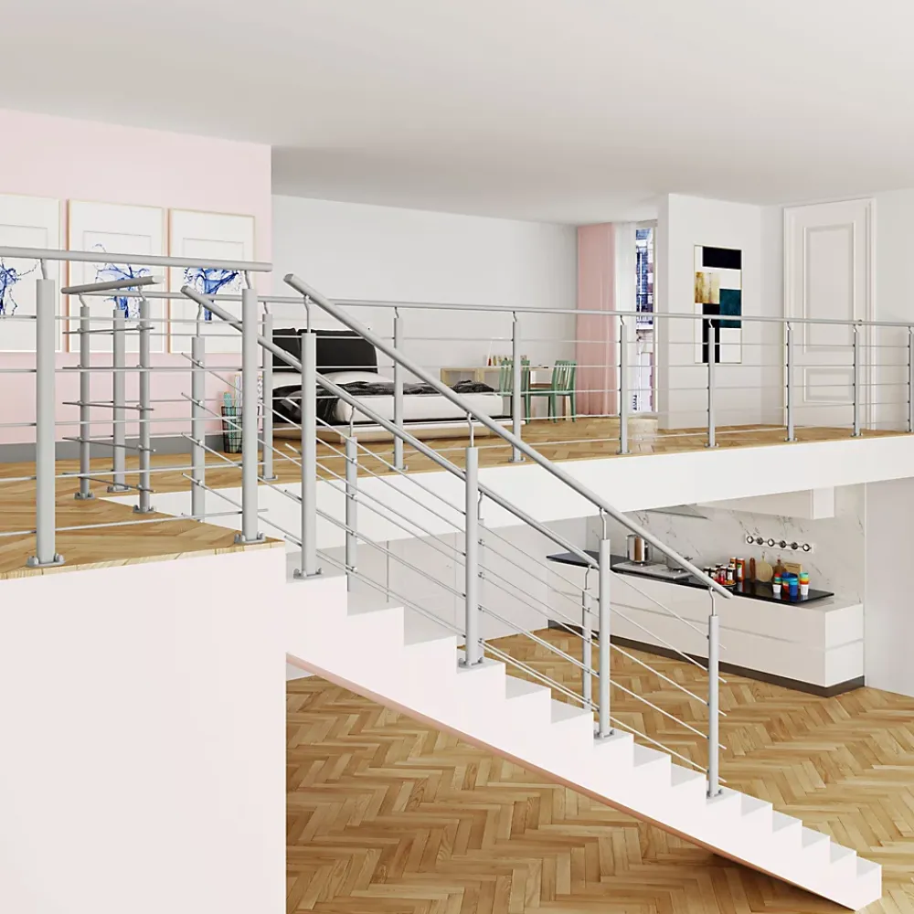 AICA Sanitaire Poteau Garde-Corps en aluminium argent L.890 mm - Pose verticale, idéal intérieur et extérieur- Accessoire D'Escalier