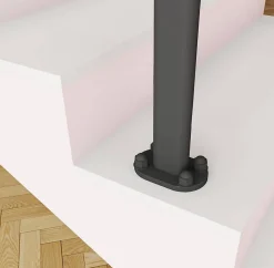 AICA Sanitaire Poteau Garde-Corps en aluminium noir L.890 mm - Pose verticale, idéal intérieur et extérieur- Accessoire D'Escalier
