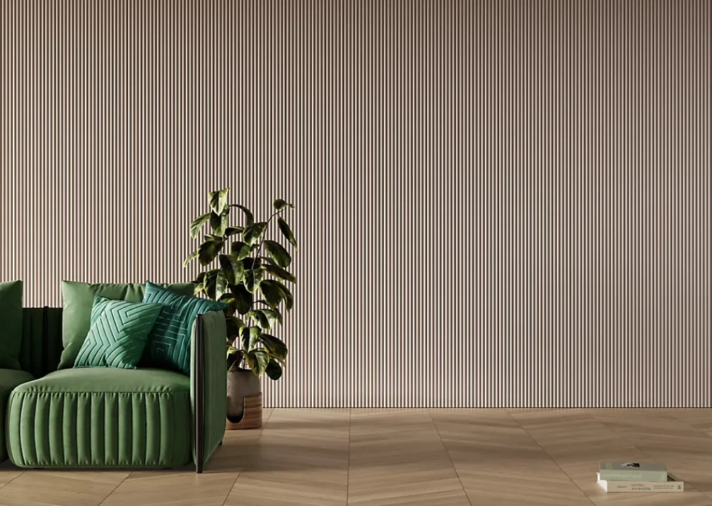 Hardwarexchange PPanneau mural 3D MDF SMOOTH WAVY Chene Foncé satiné 2760X750X12 mm- Panneau Tasseau Bois