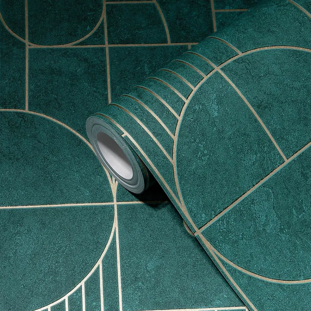 Profhome 386993-GU Papier peint à motifs graphiques légèrement texturé brillant 5,33 m2- Papier Peint