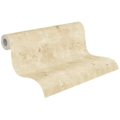 Profhome Papier Peint<396705-GU Papier peint aspect crépi texturé et des accents métalliques 5,33 m2