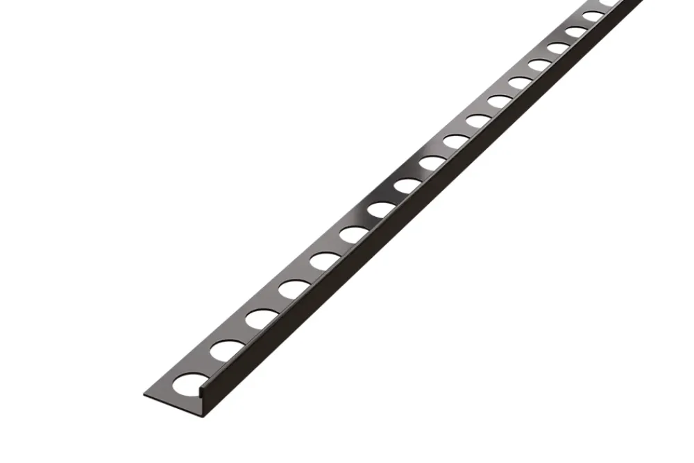 Ilcom Profil angulaire J en acier inoxydable pour les carreaux 12mm x 2700mm - gunmetal- Profilé Carrelage