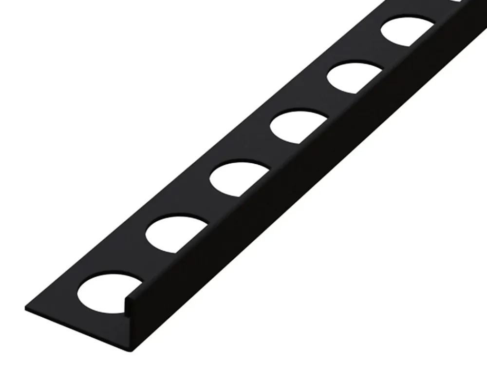 Ilcom Profil angulaire J en acier inoxydable pour les carreaux 12mm x 2700mm - noir matt- Profilé Carrelage