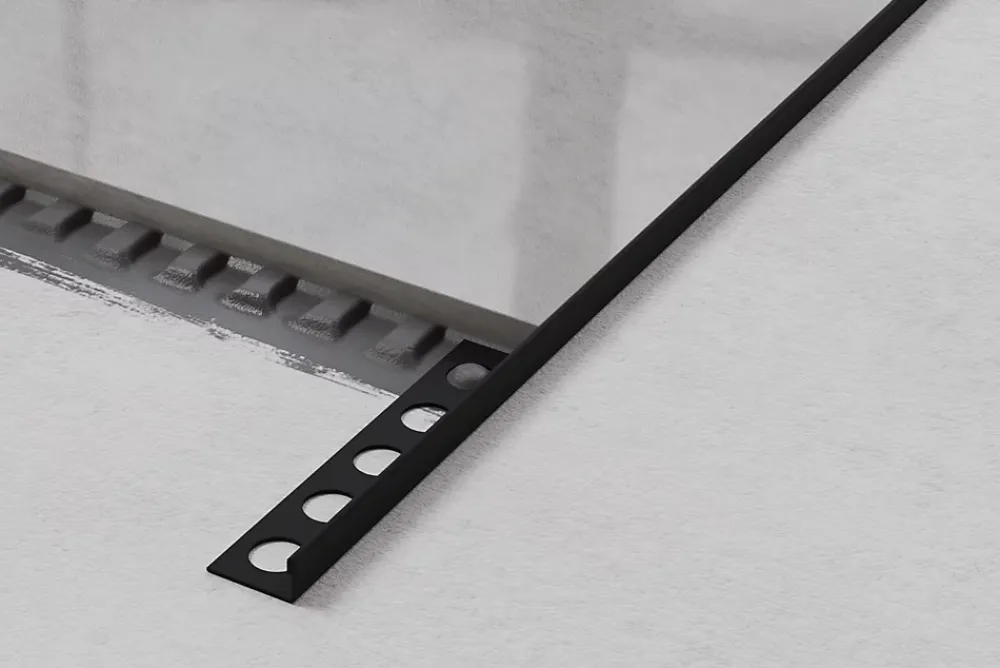 Ilcom Profilé Carrelage<Profil angulaire J en acier inoxydable pour les carreaux 10mm x 2700mm - noir matt