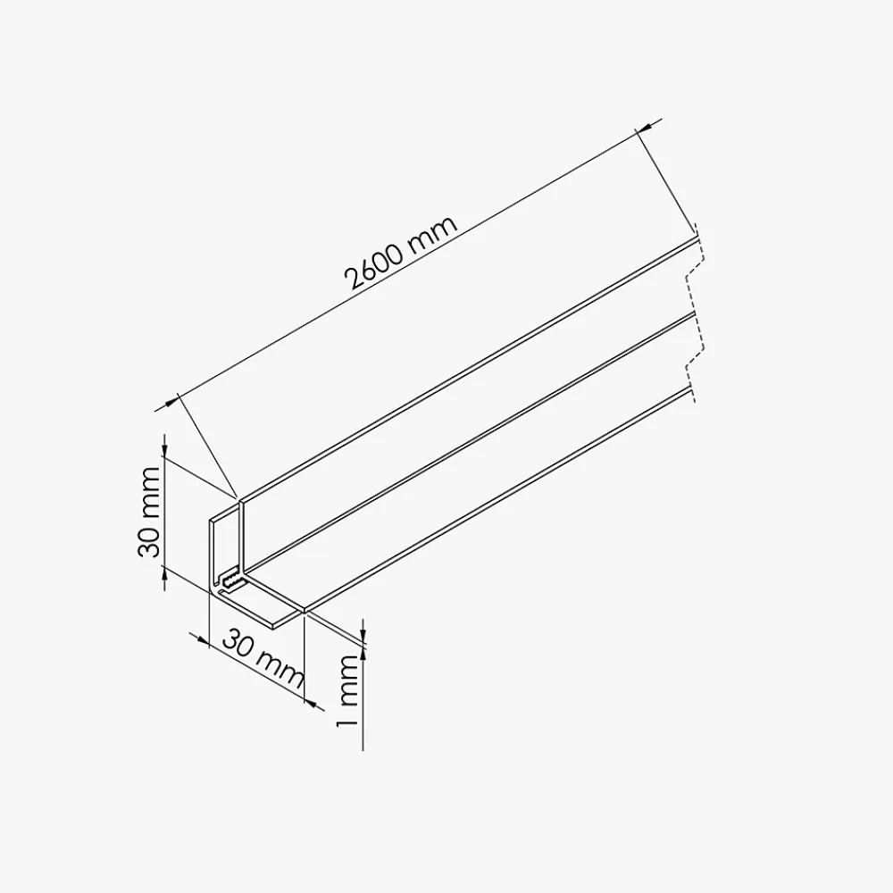 Tecnoprofils Lambris Mural<Profil d'Angle PVC Alimentaire 8 mm - Longueur 2.60 m - Blanc