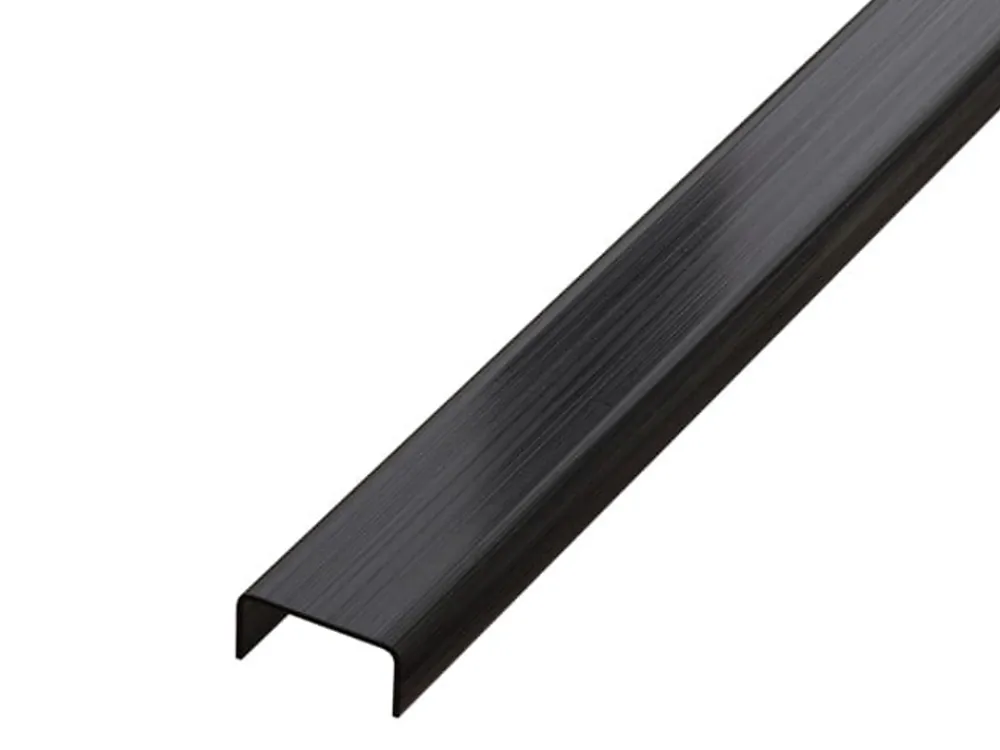 Ilcom Profilé Carrelage<Profilé décoratif C en acier inoxydable pour carrelage Noir satiné - 40 mm x 2440 mm x 0,65 ep.