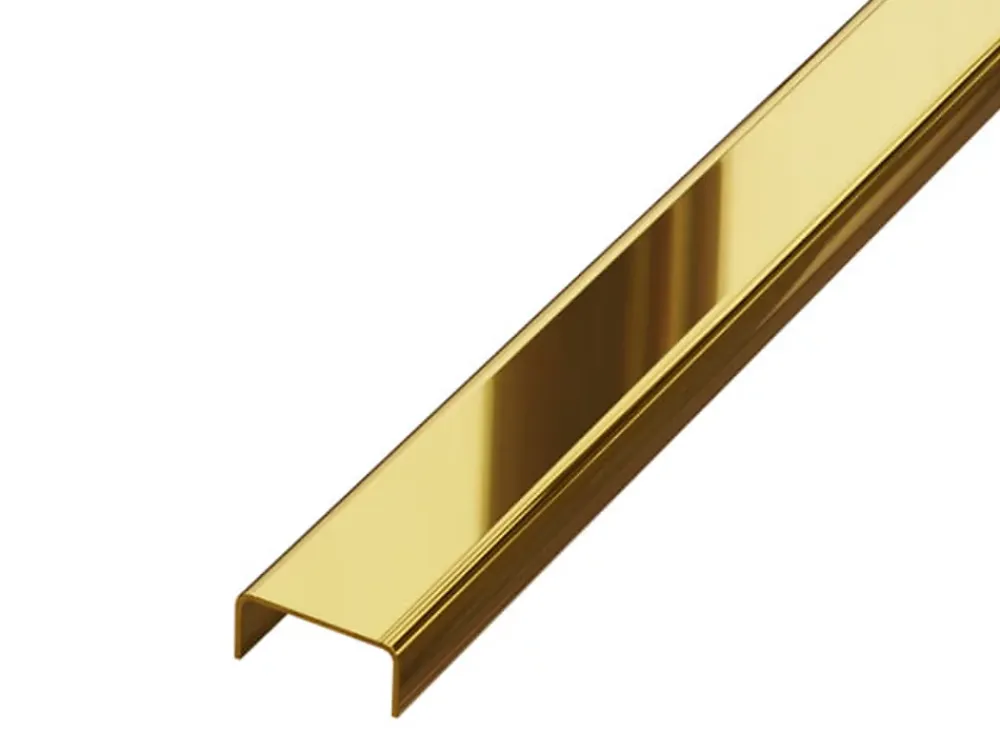 Ilcom Profilé Carrelage<Profilé décoratif C en acier inoxydable pour carrelage Or poli - 20 mm x 2700 mm x 0,65 ep.