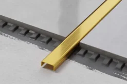 Ilcom Profilé décoratif C en acier inoxydable pour carrelage Or satiné - 10 mm x 2440 mm x 0,65 ep.- Profilé Carrelage