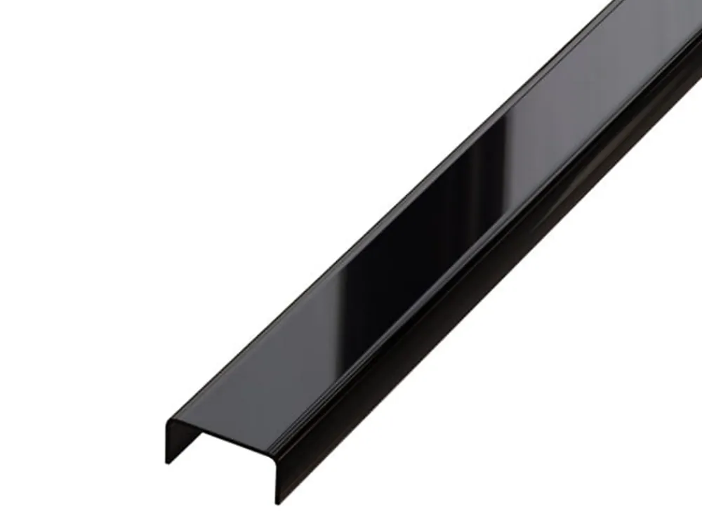 Ilcom Profilé Carrelage<Profilé décoratif C en acier inoxydable pour carrelage Noir poli - 20 mm x 2700 mm x 0,65 ep.